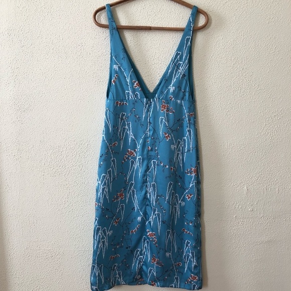 Zara Deep V Silk Patterned Midi Dress XS - Picture 2 of 4